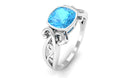 Cushion Cut Swiss Blue Topaz Vintage Solitaire Ring in Bezel Setting Swiss Blue Topaz - ( AAA ) - Quality - Rosec Jewels