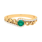 Designer Emerald and Diamond Bypass Engagement Ring Emerald - ( AAA ) - Quality - Rosec Jewels