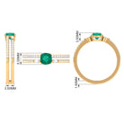 Cushion shape Emerald and Diamond Anniversary Double Band Ring Emerald - ( AAA ) - Quality - Rosec Jewels