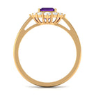 Princess Cut Amethyst and Diamond Halo Engagement Ring Amethyst - ( AAA ) - Quality - Rosec Jewels