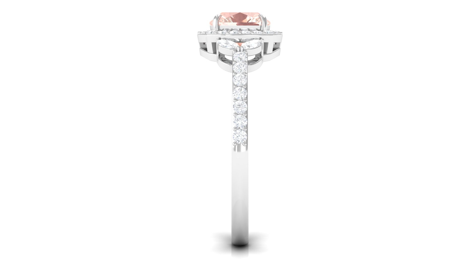 1.75 CT Morganite Halo Engagement Ring with Diamond Morganite - ( AAA ) - Quality - Rosec Jewels