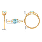 Cushion Cut Aquamarine Solitaire Ring with Diamond Aquamarine - ( AAA ) - Quality - Rosec Jewels