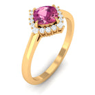 Real Pink Tourmaline Engagement Ring with Diamond Halo Pink Tourmaline - ( AAA ) - Quality - Rosec Jewels