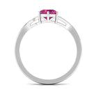 Round Shape Pink Tourmaline Solitaire Ring with Diamond Pink Tourmaline - ( AAA ) - Quality - Rosec Jewels