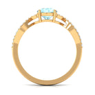 Round Sky Blue Topaz Designer Engagement Ring with Diamond Sky Blue Topaz - ( AAA ) - Quality - Rosec Jewels