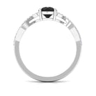 Round Created Black Diamond and Diamond Designer Engagement Ring Lab Created Black Diamond - ( AAAA ) - Quality - Rosec Jewels