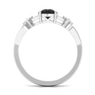 1.25 CT Black Diamond Solitaire Crossover Ring with Diamond Black Diamond - ( AAA ) - Quality - Rosec Jewels