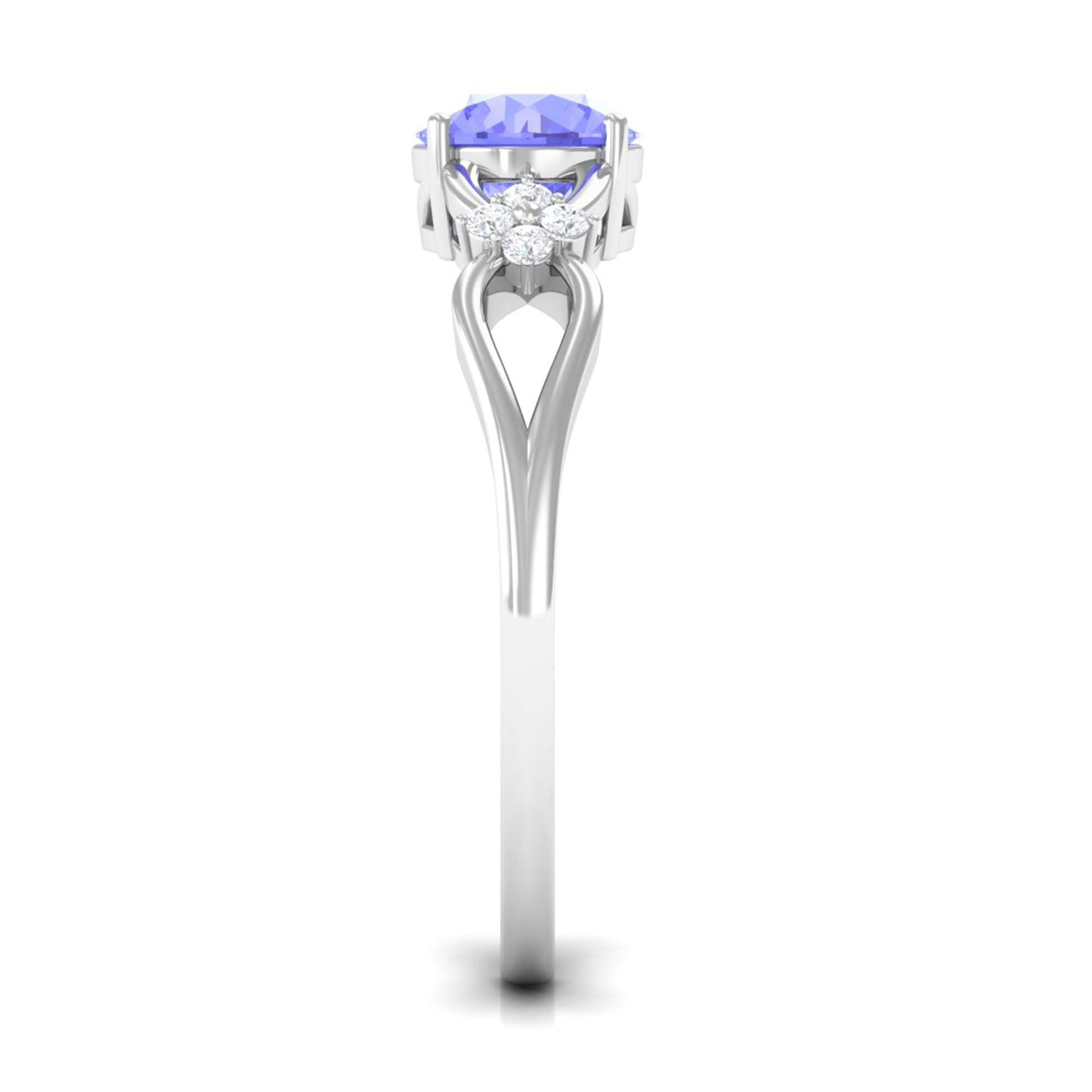 1.75 CT Pure Tanzanite Floral and Diamond Solitaire Crossover Ring Tanzanite - ( AAA ) - Quality - Rosec Jewels