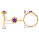 Round Cut Solitaire Amethyst Flower Ring Amethyst - ( AAA ) - Quality - Rosec Jewels