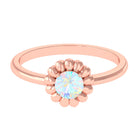 Round Cut Solitaire Ethiopian Opal Flower Ring Ethiopian Opal - ( AAA ) - Quality - Rosec Jewels