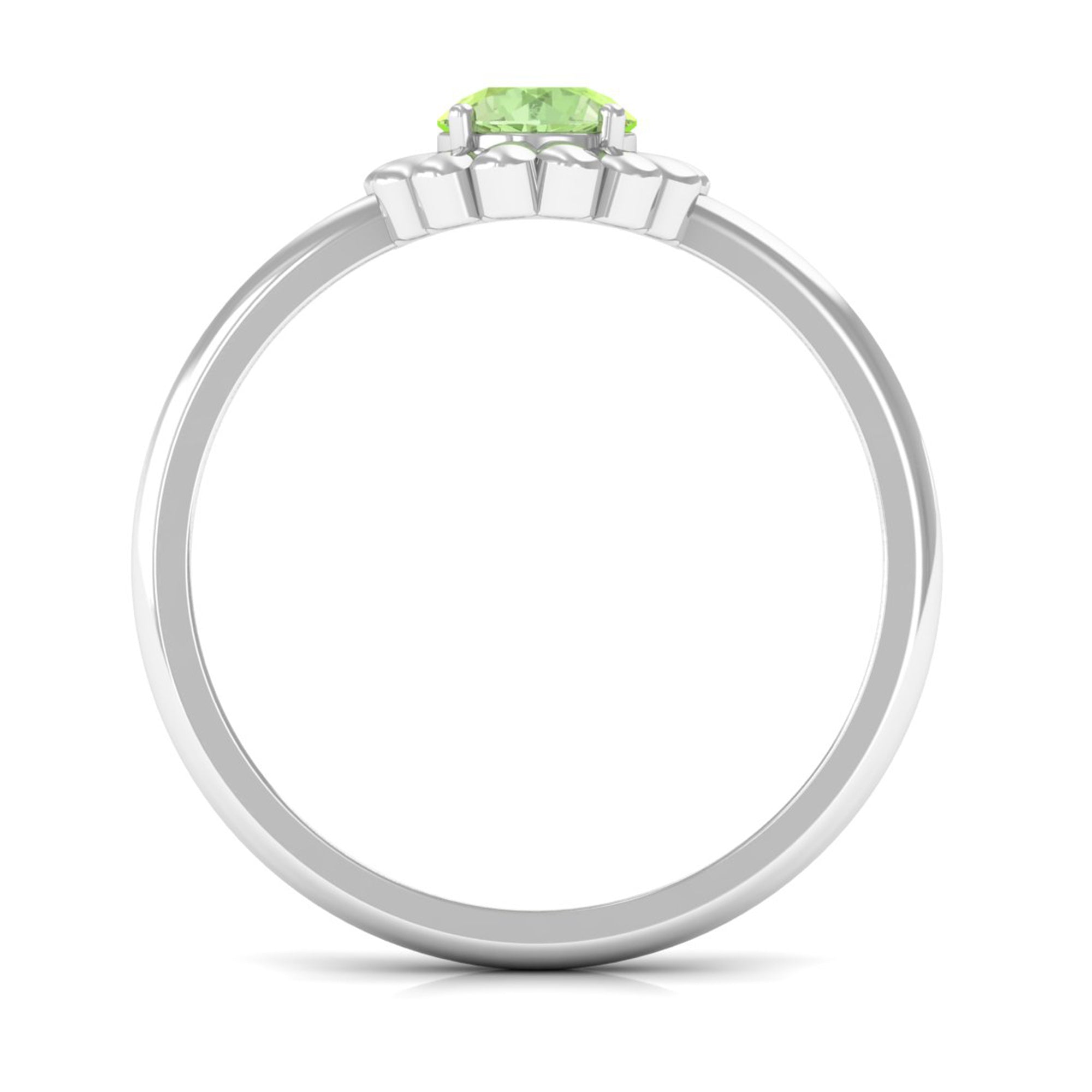 Real Green Sapphire Solitaire Flower Promise Ring Green Sapphire - ( AAA ) - Quality - Rosec Jewels