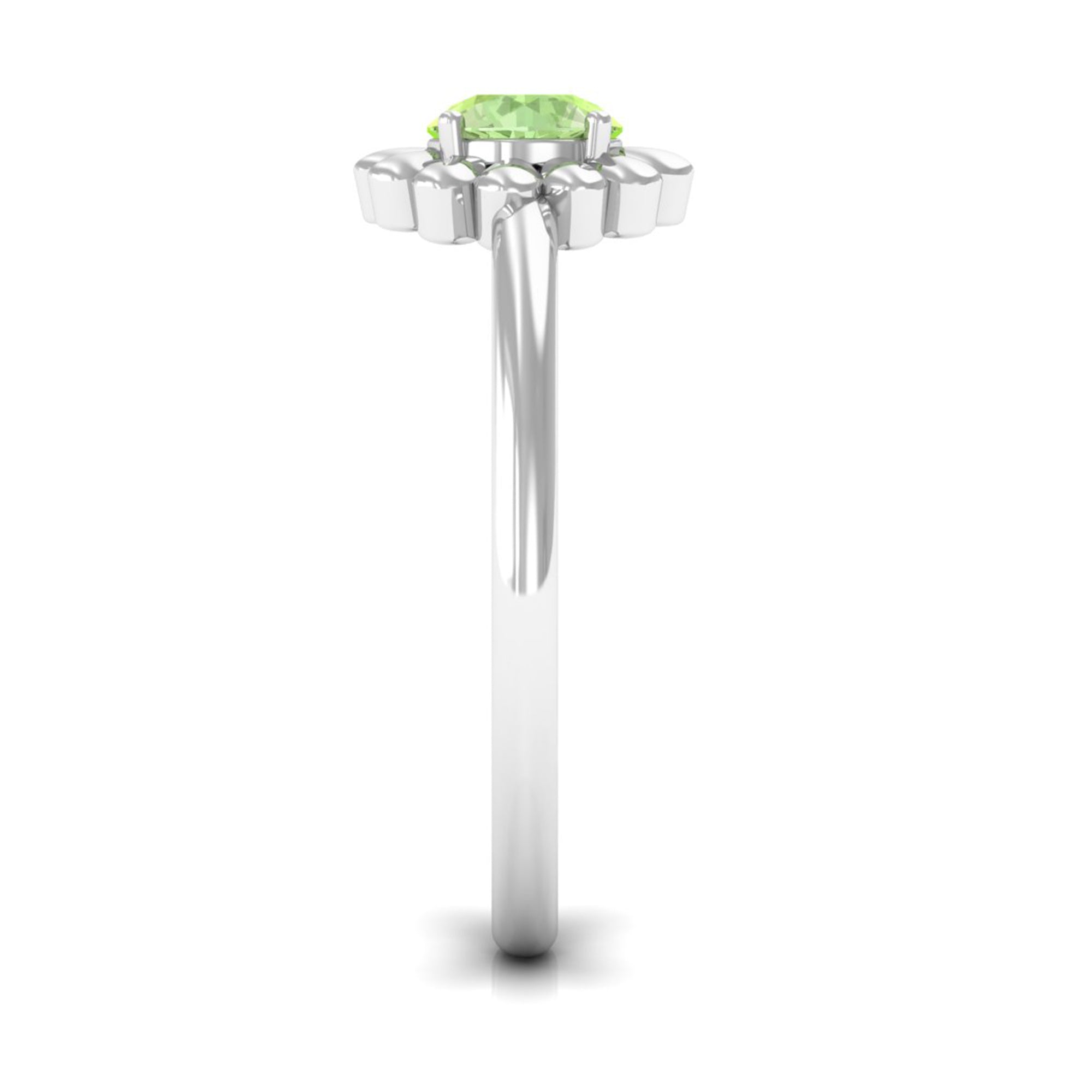 Real Green Sapphire Solitaire Flower Promise Ring Green Sapphire - ( AAA ) - Quality - Rosec Jewels