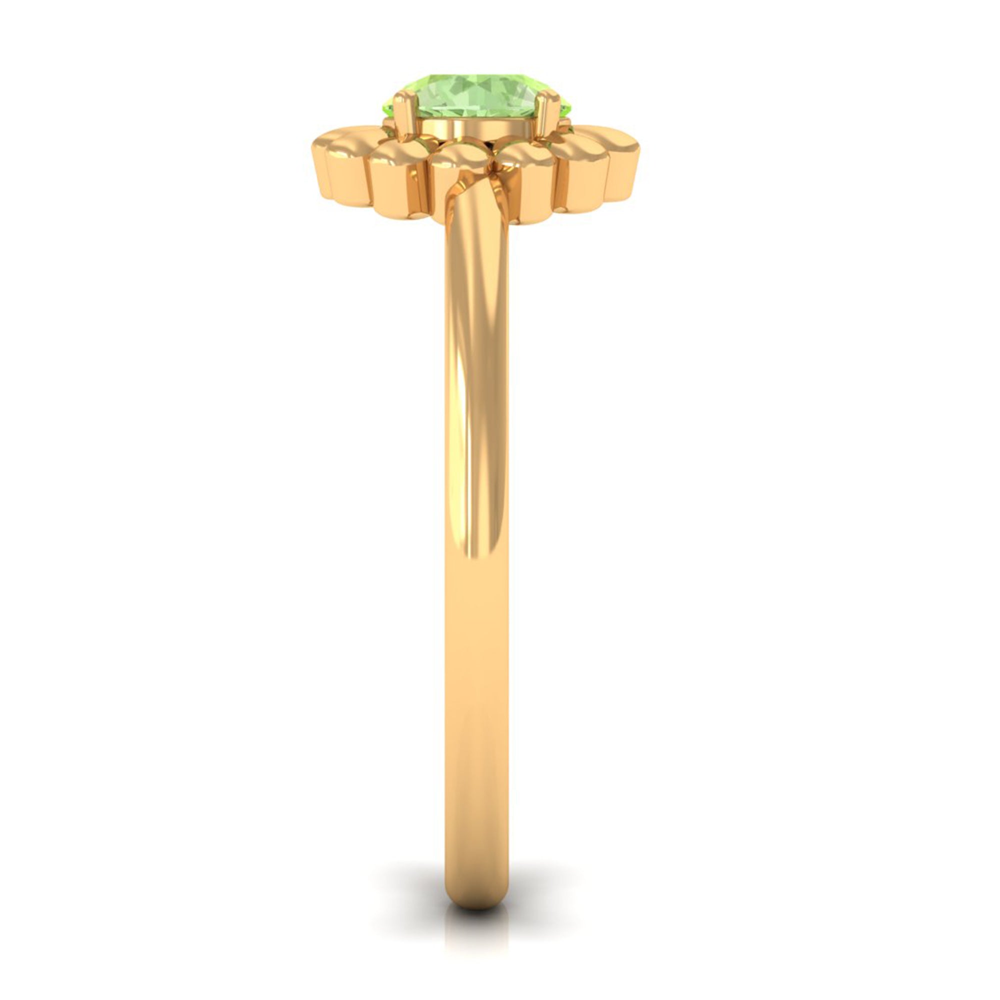 Real Green Sapphire Solitaire Flower Promise Ring Green Sapphire - ( AAA ) - Quality - Rosec Jewels