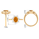 1.75 CT Oval Citrine Designer Halo Engagement Ring with Moissanite Citrine - ( AAA ) - Quality - Rosec Jewels