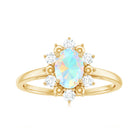 Oval Ethiopian Opal Floral Halo Engagement Ring with Diamond Ethiopian Opal - ( AAA ) - Quality - Rosec Jewels
