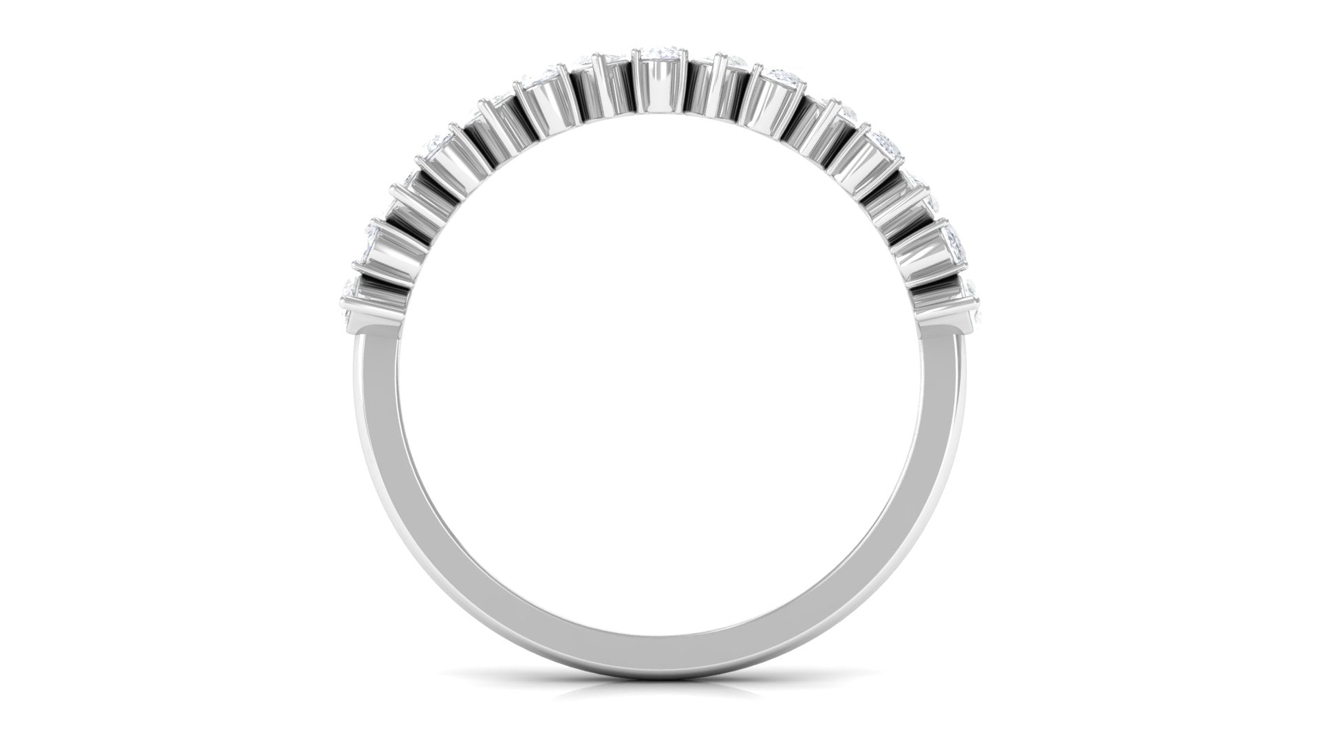 Certified Moissanite Half Eternity Wedding Band Ring Moissanite - ( D-VS1 ) - Color and Clarity - Rosec Jewels