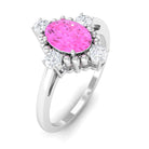 Vintage Style Pink Sapphire Solitaire Engagement Ring with Diamond Pink Sapphire - ( AAA ) - Quality - Rosec Jewels