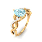 Pear Shape Aquamarine Solitaire Infinity Ring with Diamond Aquamarine - ( AAA ) - Quality - Rosec Jewels