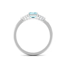 Octagon Cut Aquamarine Solitaire Engagement Ring with Diamond Aquamarine - ( AAA ) - Quality - Rosec Jewels