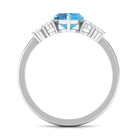 Heart Shape Swiss Blue Topaz Solitaire Promise Ring with Diamond Swiss Blue Topaz - ( AAA ) - Quality - Rosec Jewels