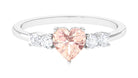 Heart Shape Morganite Solitaire Promise Ring with Diamond Morganite - ( AAA ) - Quality - Rosec Jewels