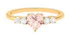 Heart Shape Morganite Solitaire Promise Ring with Diamond Morganite - ( AAA ) - Quality - Rosec Jewels