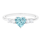 1 CT Heart Shape Aquamarine Solitaire Promise Ring with Diamond Aquamarine - ( AAA ) - Quality - Rosec Jewels