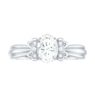 Oval Cut Moissanite Solitaire Engagement Ring with Bow Details Moissanite - ( D-VS1 ) - Color and Clarity - Rosec Jewels