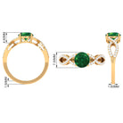 Created Emerald Infinity Engagement Ring With Diamond Accent Lab Created Emerald - ( AAAA ) - Quality - Rosec Jewels