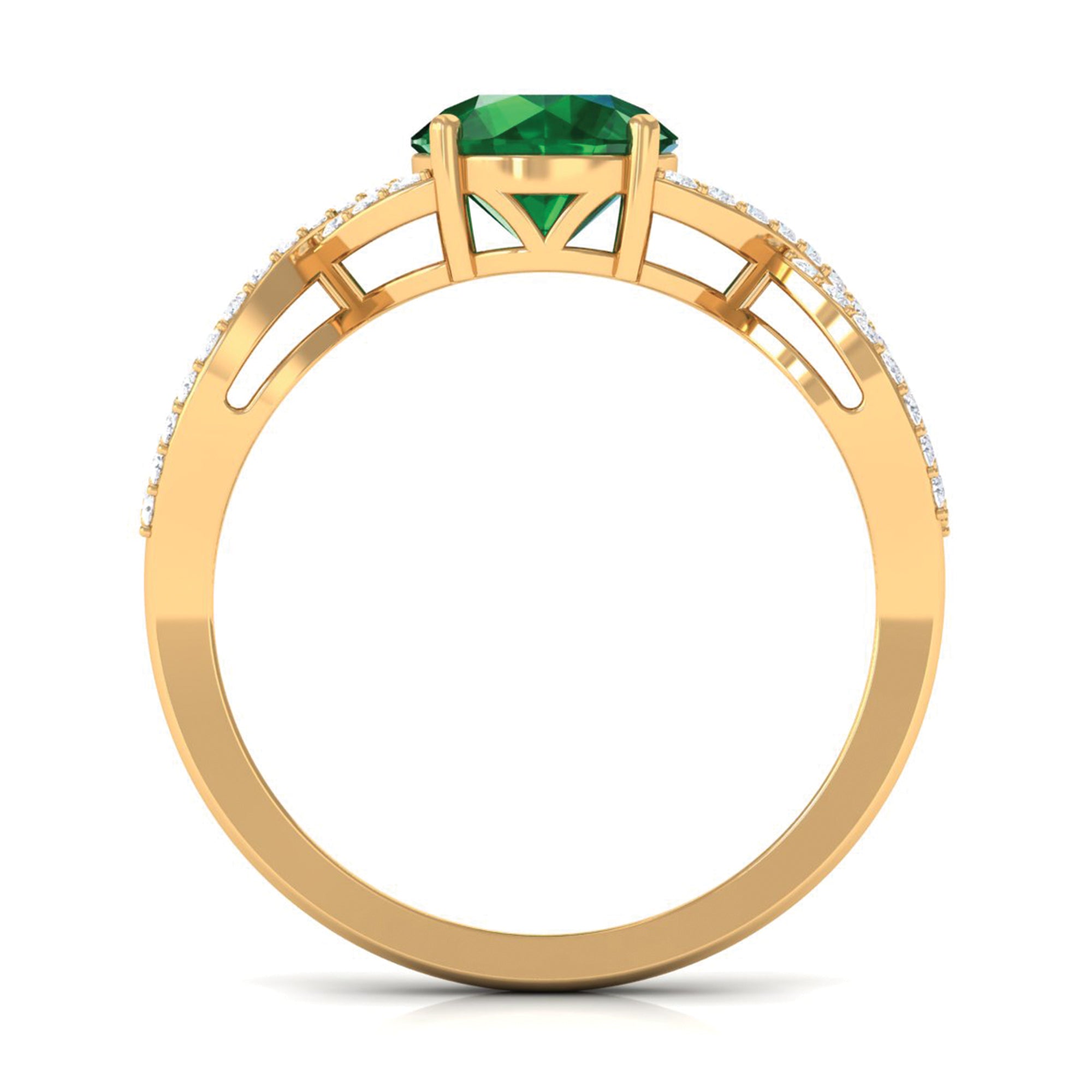 Created Emerald Infinity Engagement Ring With Diamond Accent Lab Created Emerald - ( AAAA ) - Quality - Rosec Jewels