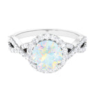 3 CT Ethiopian Opal Crossover Engagement Ring with Moissanite Halo Ethiopian Opal - ( AAA ) - Quality - Rosec Jewels