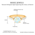 3 CT Ethiopian Opal Solitaire Engagement Ring with Diamond Side Stones Ethiopian Opal - ( AAA ) - Quality - Rosec Jewels