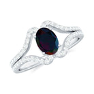 Oval Cut Black Opal and Diamond Split Shank Engagement Ring Black Opal - ( AAA ) - Quality - Rosec Jewels