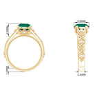 Solitaire Created Emerald Flower Engagement Ring with Diamond Lab Created Emerald - ( AAAA ) - Quality - Rosec Jewels