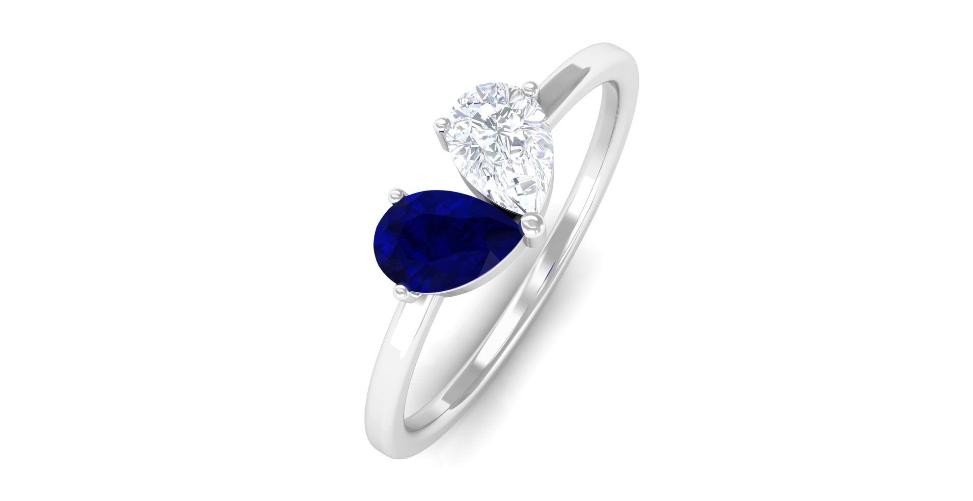 Blue Sapphire Toi Et Moi Promise Engagement Ring Blue Sapphire - ( AAA ) - Quality - Rosec Jewels