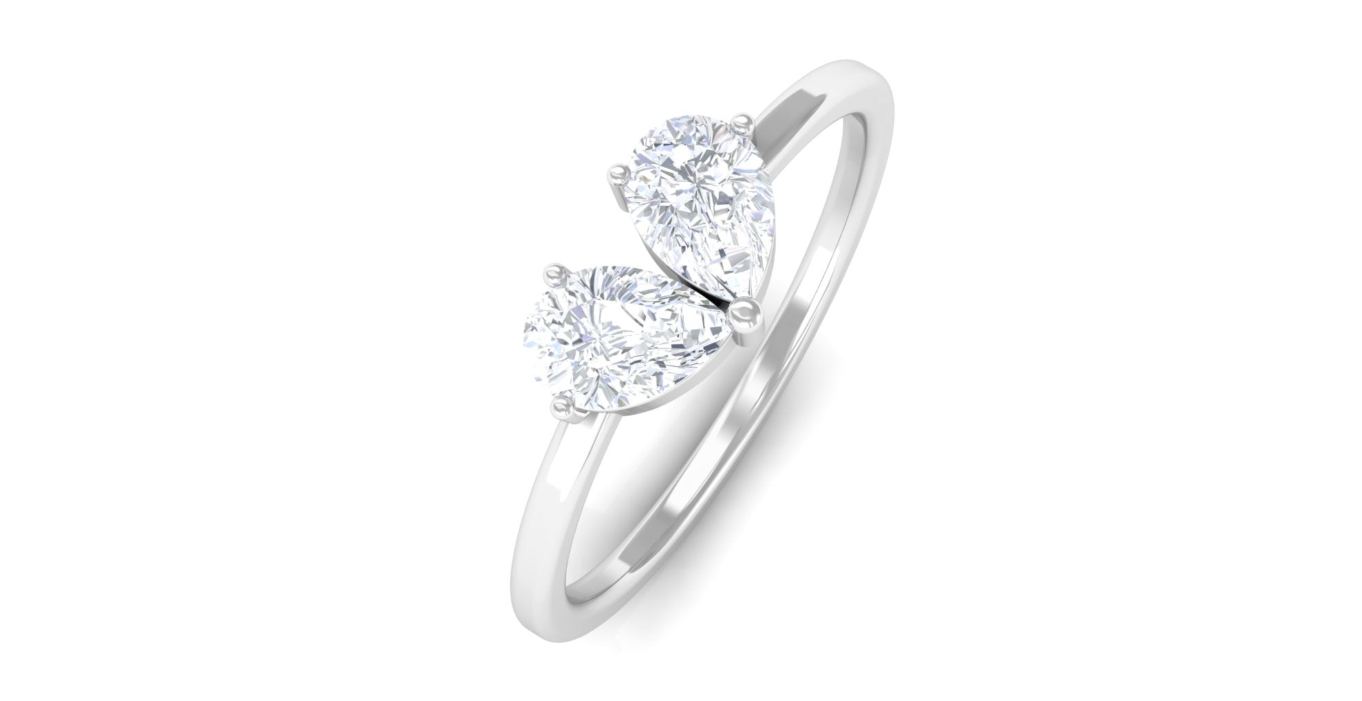 Moissanite Two Stone Promise Engagement Ring Moissanite - ( D-VS1 ) - Color and Clarity - Rosec Jewels