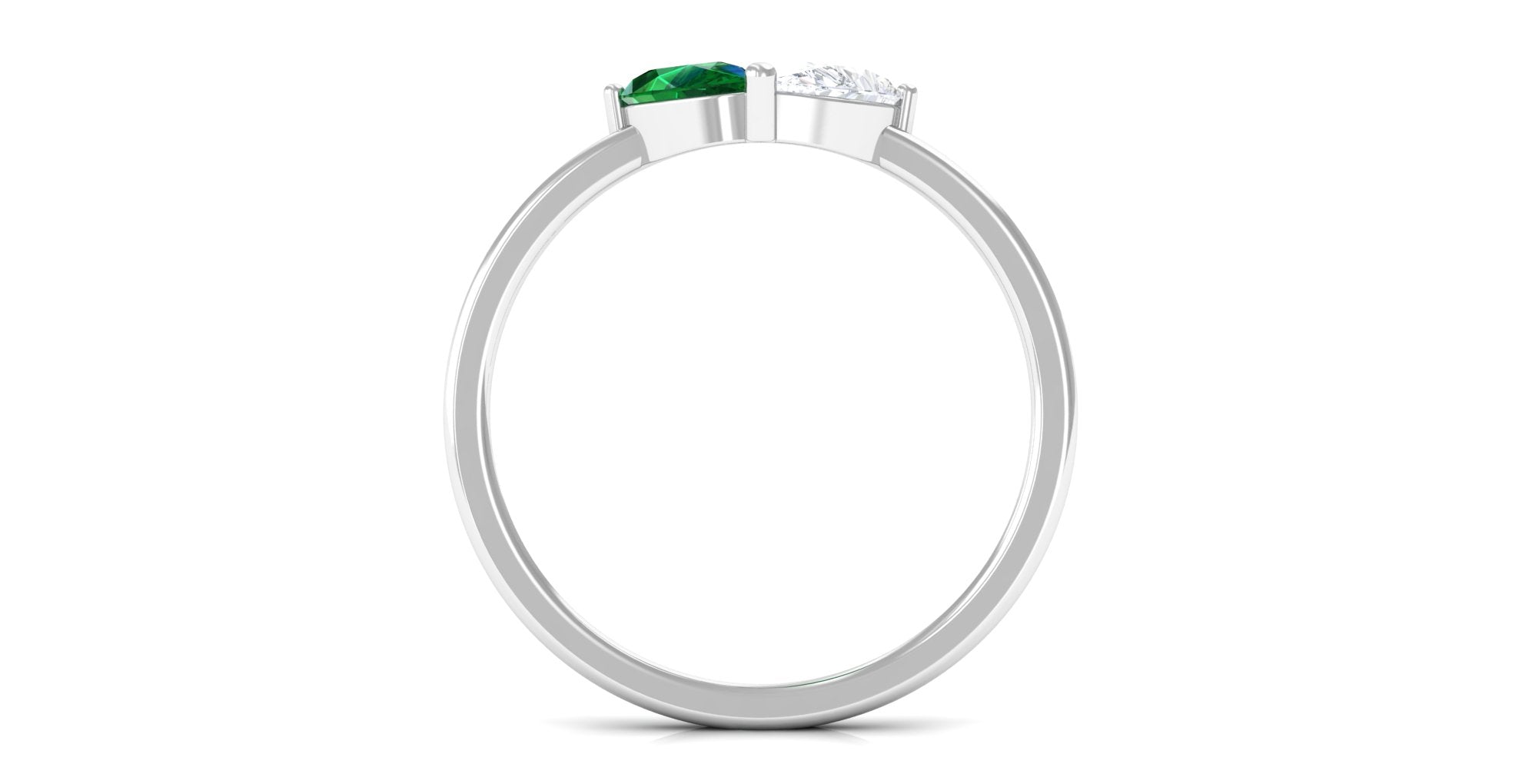 Created Emerald Two Stone Promise Ring Lab Created Emerald - ( AAAA ) - Quality - Rosec Jewels
