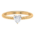 Heart Shape Lab Grown Diamond Solitaire Ring in Rope Shank Lab Grown Diamond - ( EF-VS ) - Color and Clarity - Rosec Jewels