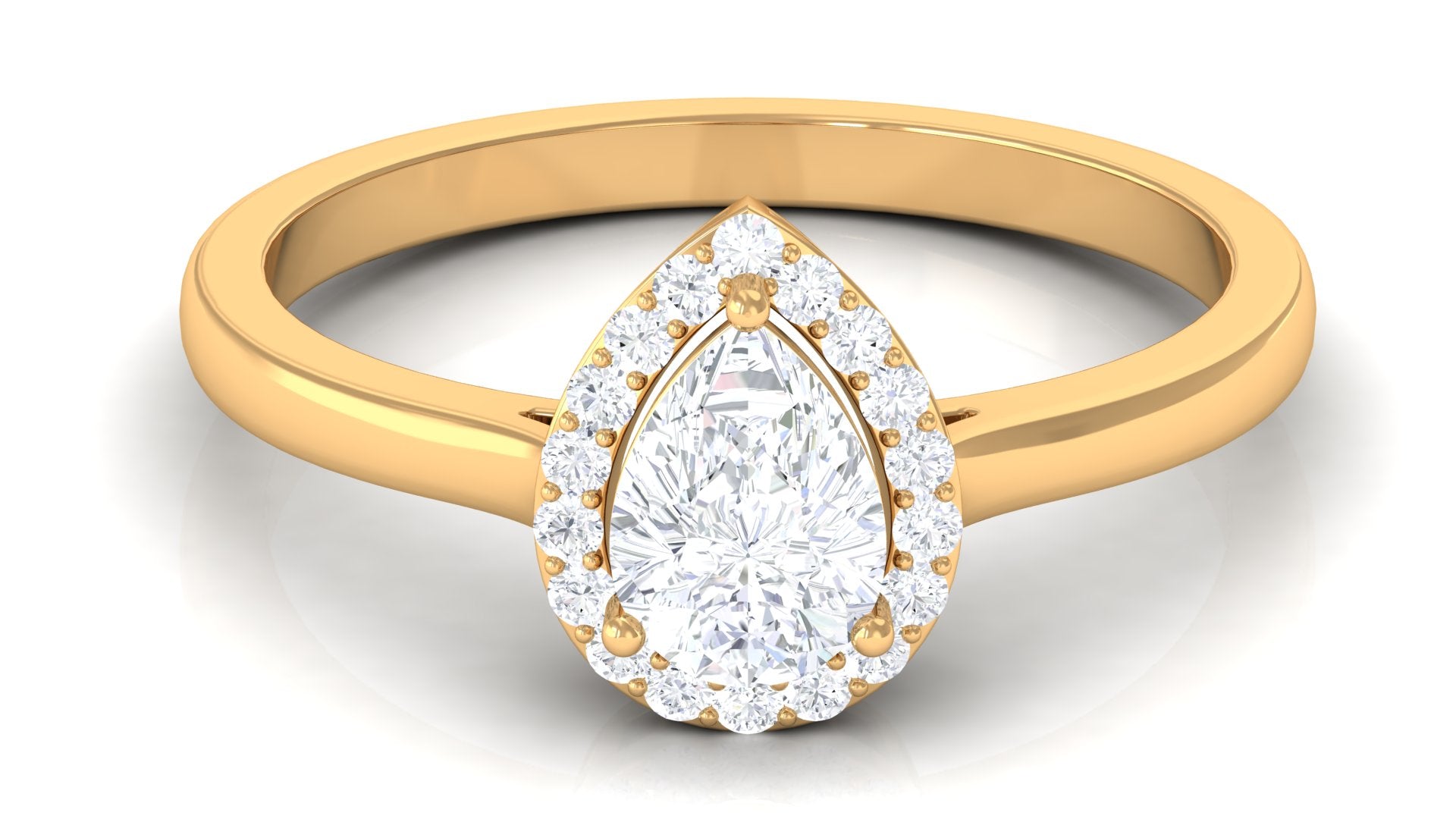Classic Lab Grown Diamond Teardrop Engagement Ring with Halo Lab Grown Diamond - ( EF-VS ) - Color and Clarity - Rosec Jewels