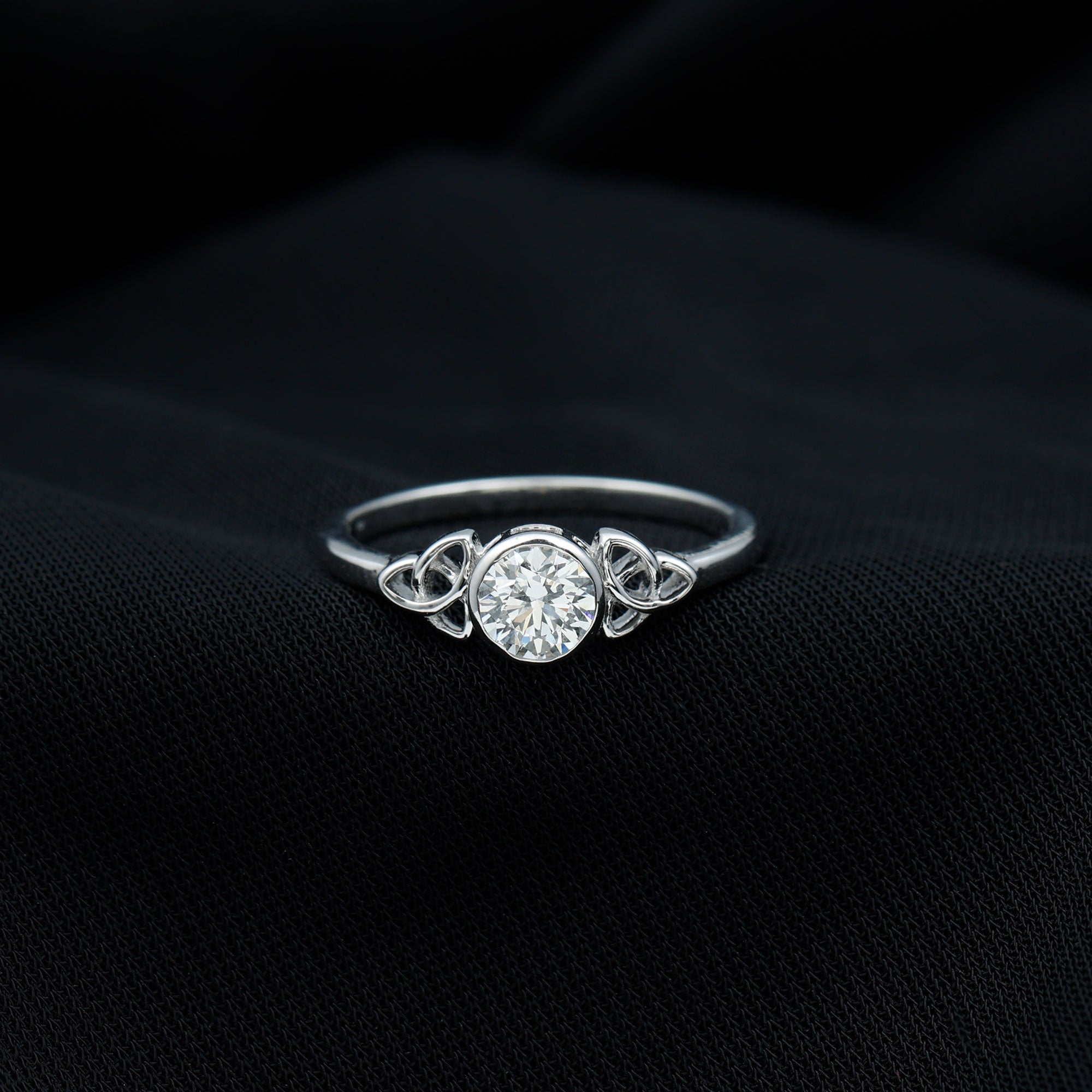 Round Lab Grown Diamond Solitaire Celtic Ring Lab Grown Diamond - ( EF-VS ) - Color and Clarity - Rosec Jewels