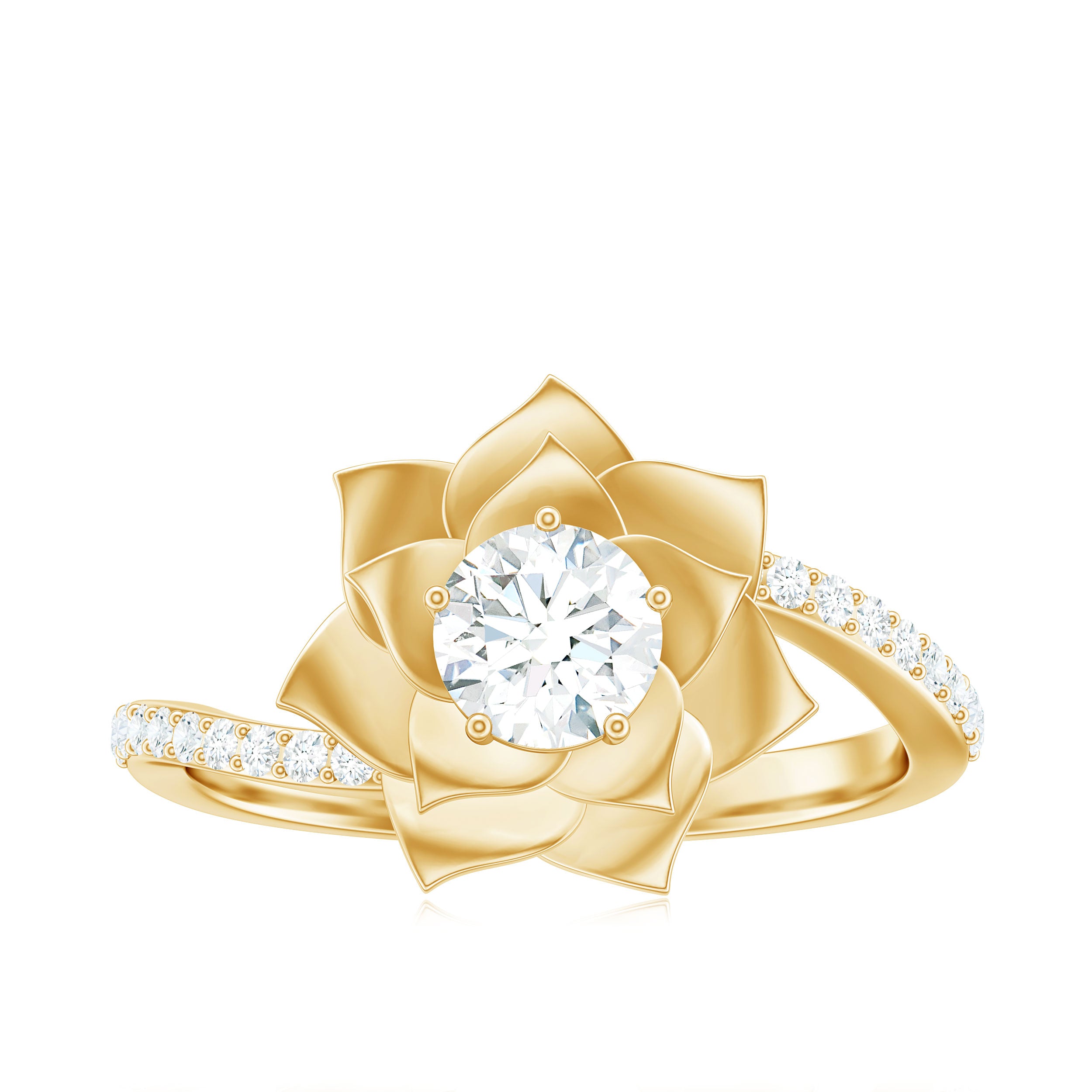 Lab Grown Diamond Nature Inspired Floral Bypass Ring Lab Grown Diamond - ( EF-VS ) - Color and Clarity - Rosec Jewels