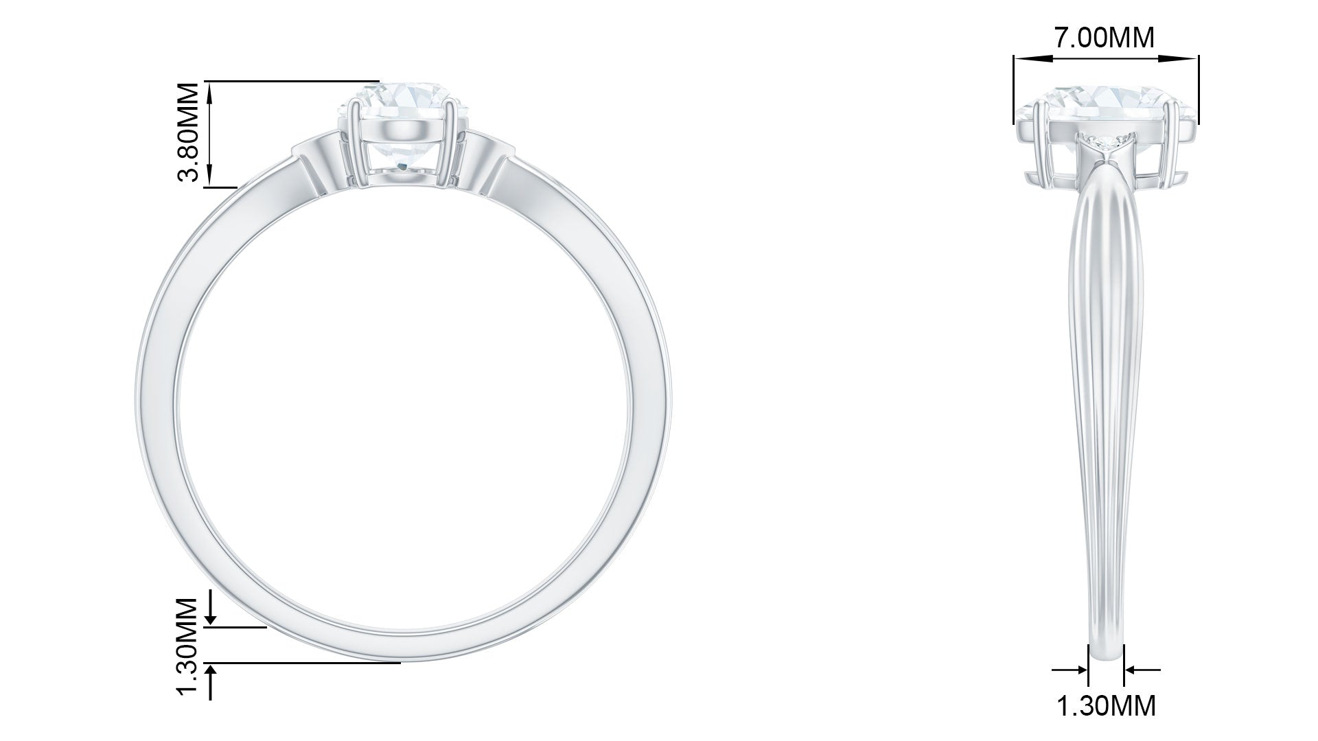 Oval Lab Grown Diamond Simple Solitaire Ring Lab Grown Diamond - ( EF-VS ) - Color and Clarity - Rosec Jewels