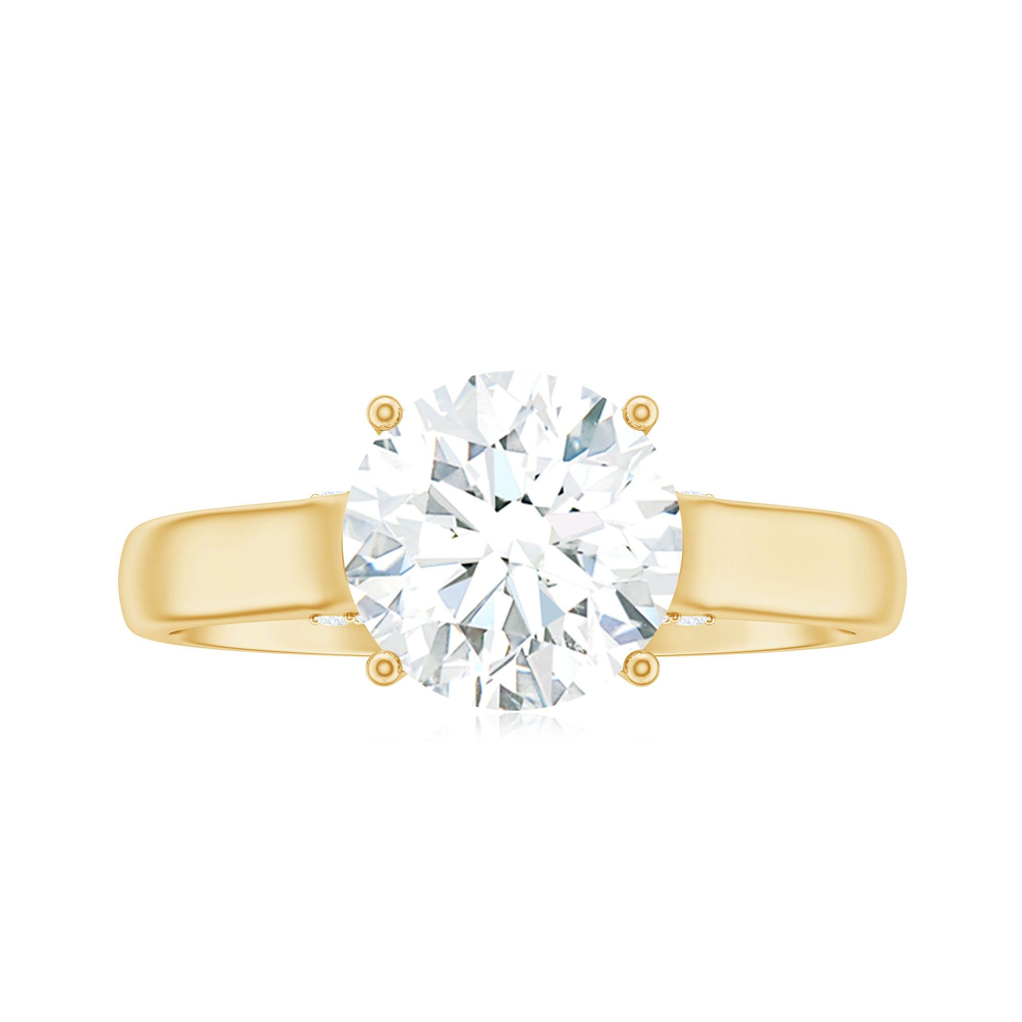 8 MM Round Cut Solitaire and Hidden Moissanite Ring with Accented Bridge Moissanite - ( D-VS1 ) - Color and Clarity - Rosec Jewels