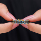 Hexagon Cut London Blue Topaz Eternity Band Ring London Blue Topaz - ( AAA ) - Quality - Rosec Jewels