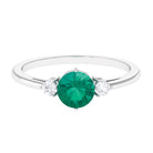 Emerald and Diamond Minimal Promise Ring Emerald - ( AAA ) - Quality - Rosec Jewels