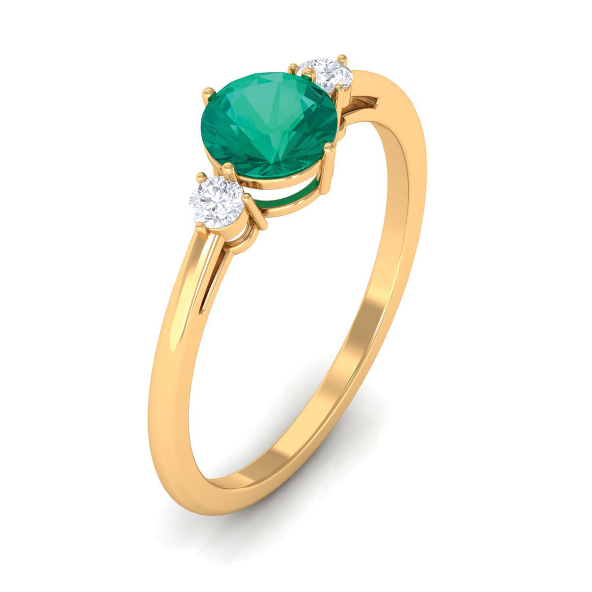 Emerald and Diamond Minimal Promise Ring Emerald - ( AAA ) - Quality - Rosec Jewels