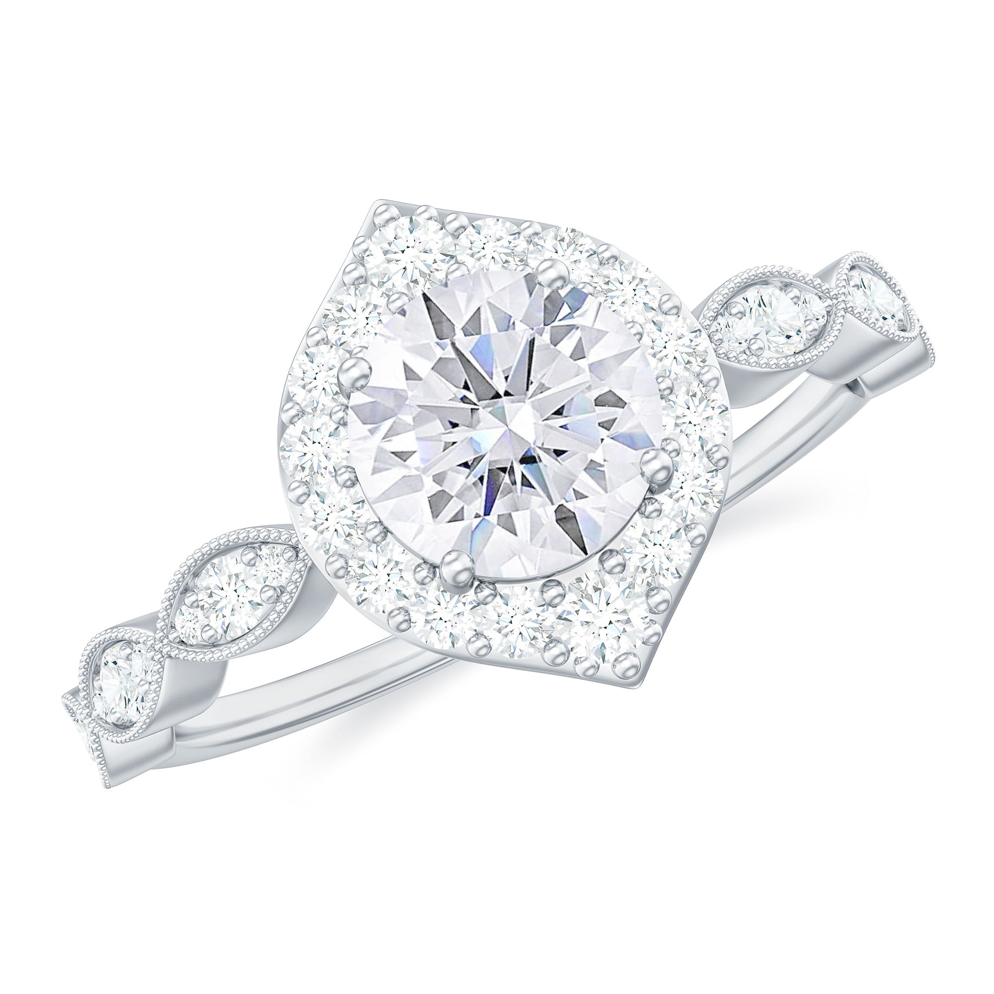 1.50 CT Certified Moissanite Vintage Ring Moissanite - ( D-VS1 ) - Color and Clarity - Rosec Jewels