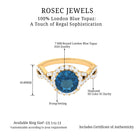 London Blue Topaz Crossover Ring with Diamond Halo London Blue Topaz - ( AAA ) - Quality - Rosec Jewels