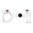 2.75 CT Solitaire Garnet Engagement Ring Set with Diamond Garnet - ( AAA ) - Quality - Rosec Jewels