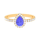 Pear Shaped Tanzanite Halo Engagement Ring with Diamond Tanzanite - ( AAA ) - Quality - Rosec Jewels